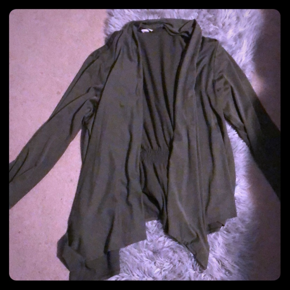 Army green olive overpiece cardigan drape